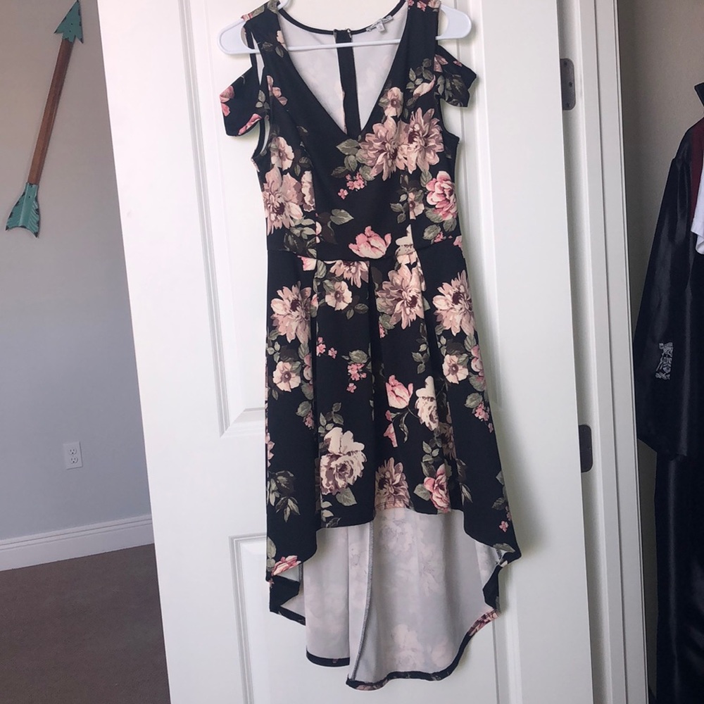 Charlotte Russe high-low flower-embroidered dress